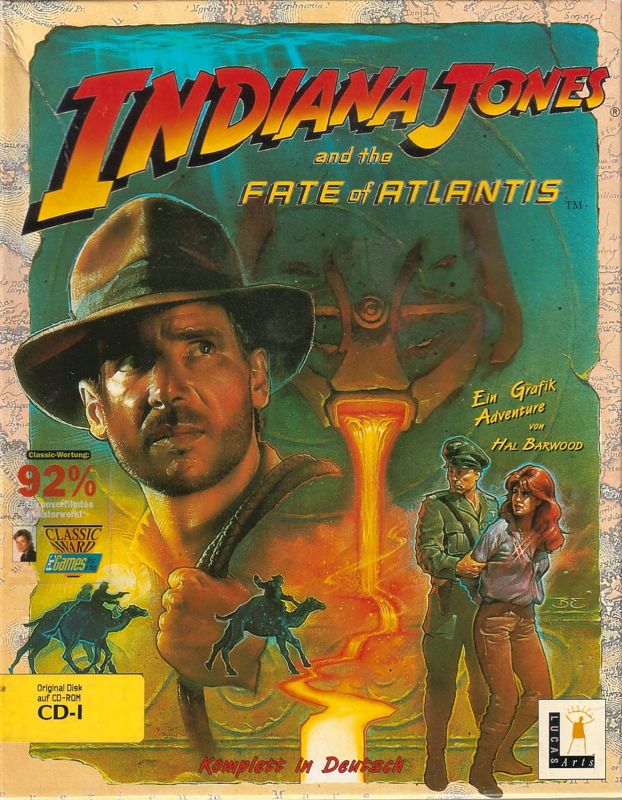Front Cover for Indiana Jones and the Fate of Atlantis (DOS) (Rare, wrong-labeled box showing the nonexistent Philips CD-I Version)