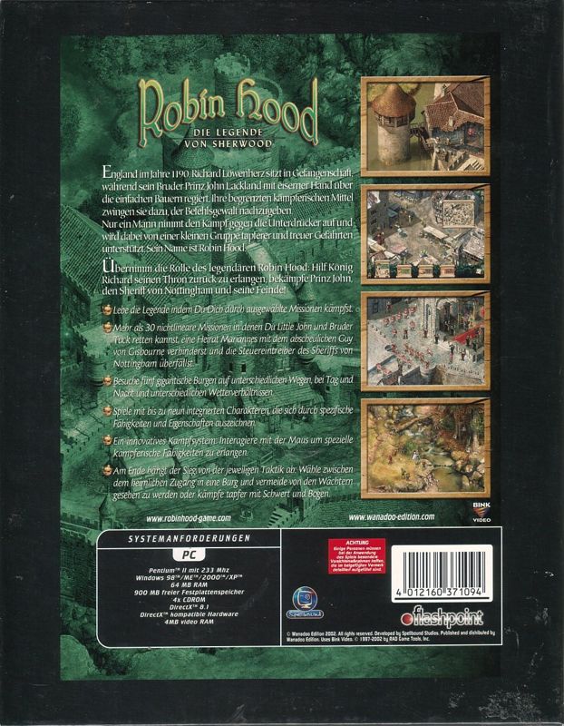 Back Cover for Robin Hood: The Legend of Sherwood (Windows) (Budget release)