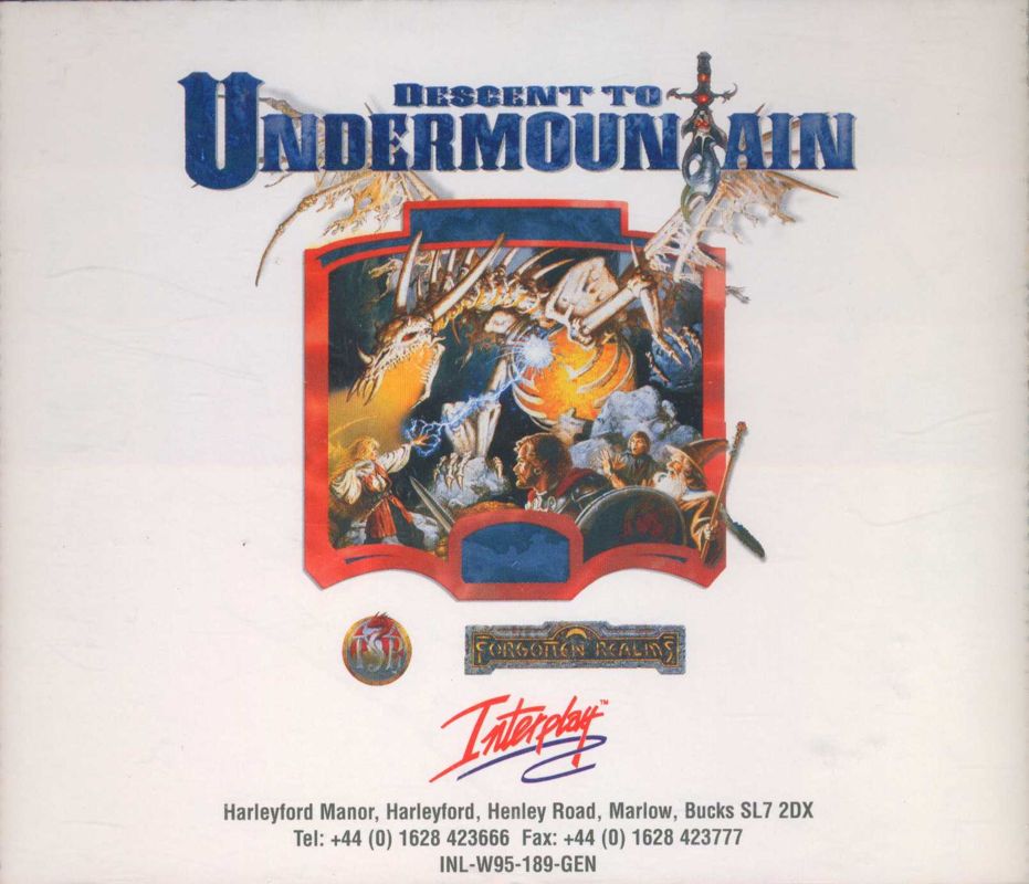 Other for Descent to Undermountain (DOS and Windows): Jewel Case - Back
