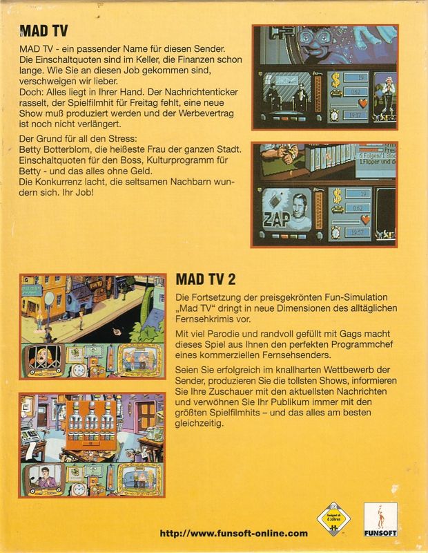 Back Cover for Mad TV 1 + 2 (DOS)