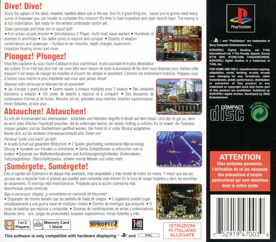 Back Cover for In the Hunt (PlayStation)