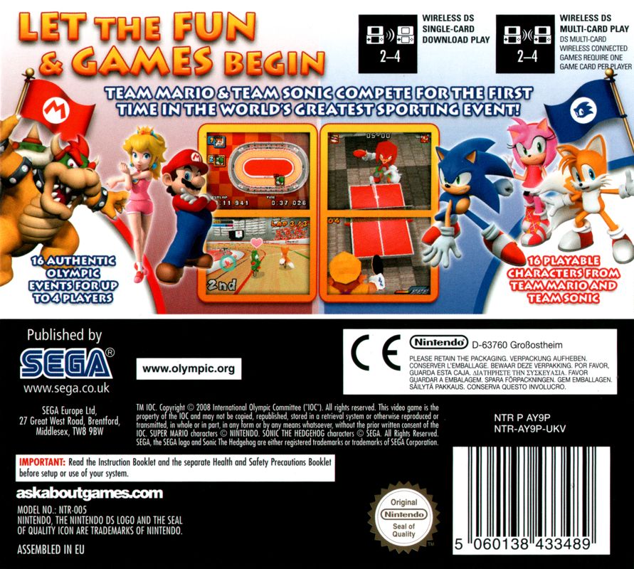 Back Cover for Mario & Sonic at the Olympic Games (Nintendo DS)