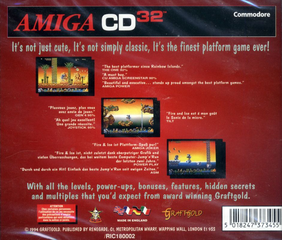 Back Cover for Fire & Ice (Amiga CD32)