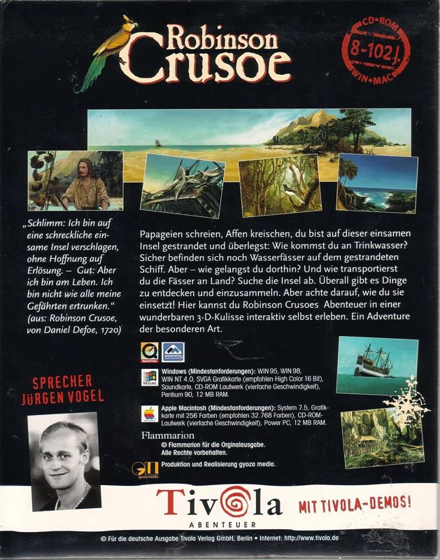Back Cover for Robinson Crusoe (Macintosh and Windows)