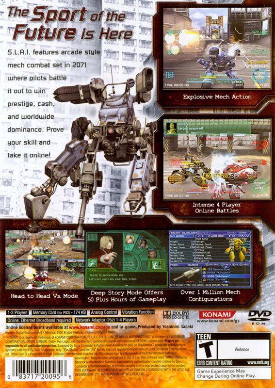Back Cover for S.L.A.I.: Steel Lancer Arena International (PlayStation 2)
