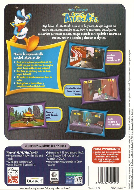 Back Cover for Disney's Donald Duck: Goin' Quackers (Windows)