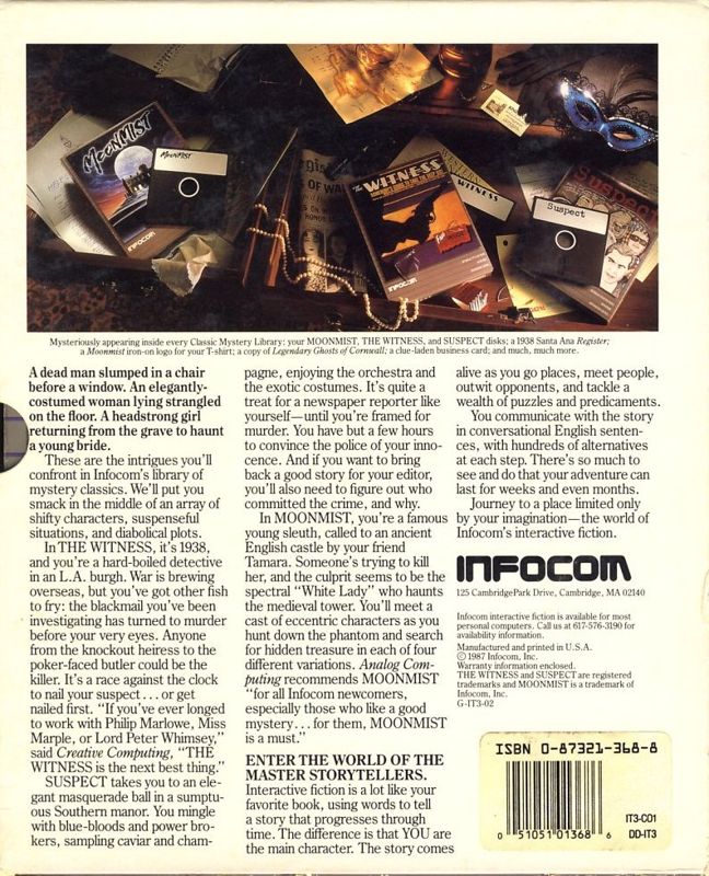 Back Cover for Classic Mystery Library (Commodore 64)