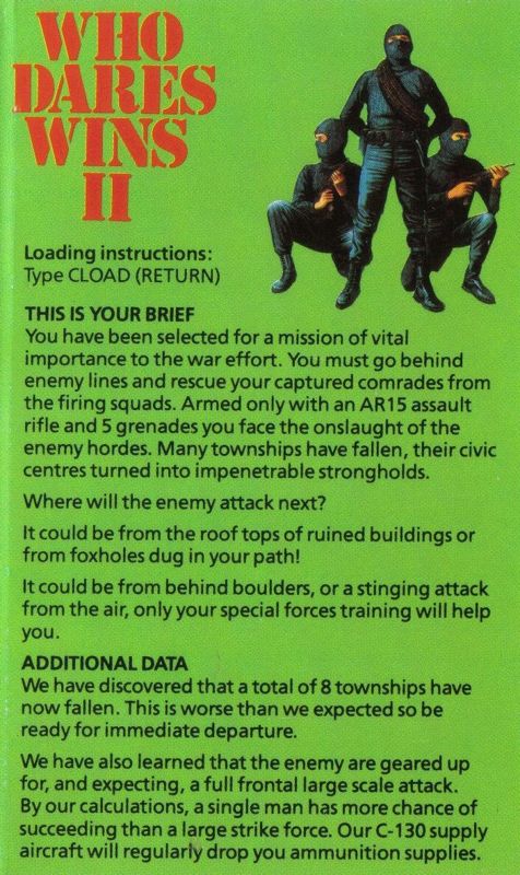Inside Cover for Who Dares Wins II (MSX)