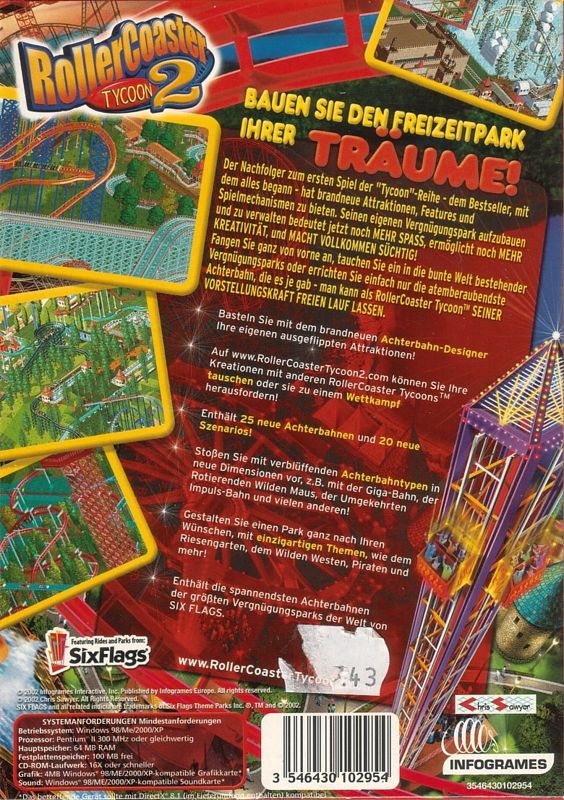 Back Cover for RollerCoaster Tycoon 2 (Windows)