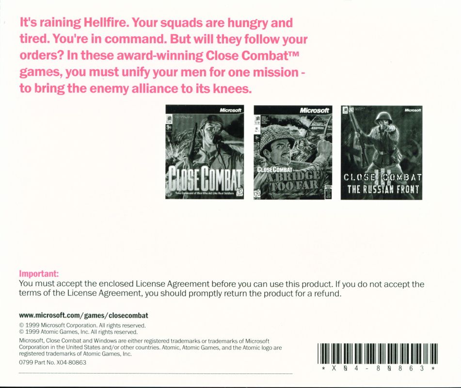 Other for Close Combat Trilogy (Windows): Jewel Case - Back