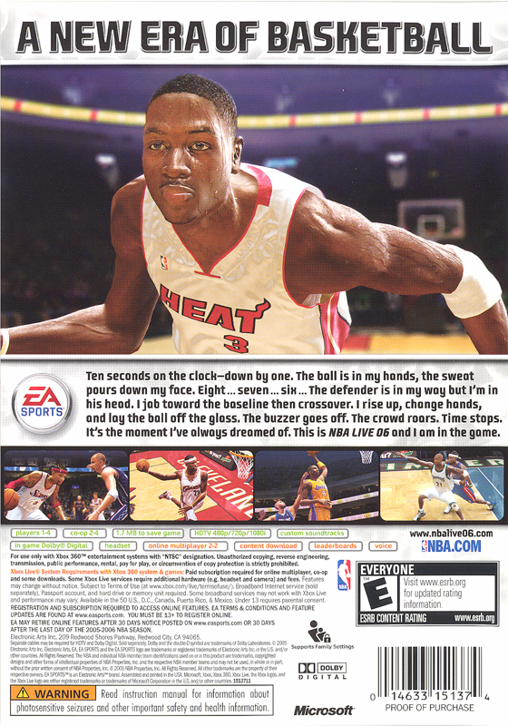 Back Cover for NBA Live 06 (Xbox 360)