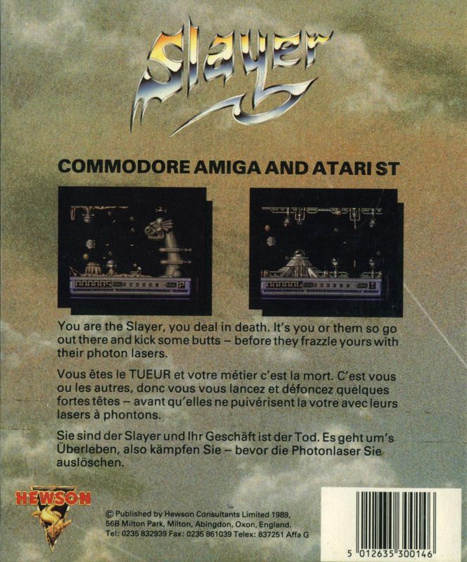 Back Cover for Slayer (Amiga)