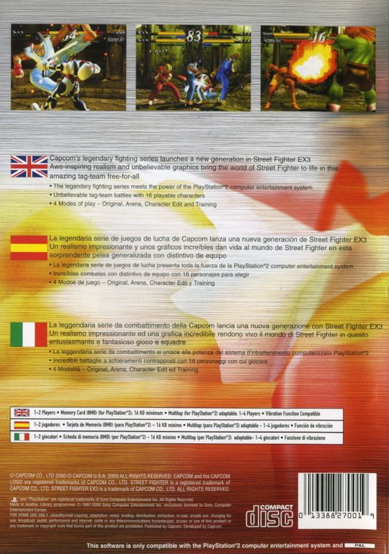 Back Cover for Street Fighter EX3 (PlayStation 2)