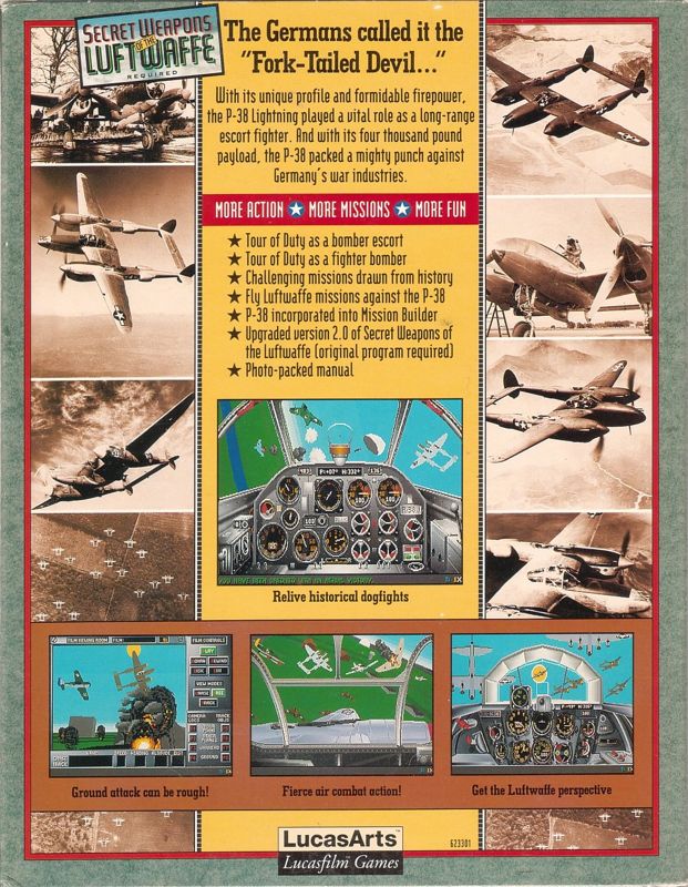 Back Cover for P-38 Lightning Tour of Duty (DOS) (3.5" Disk release)