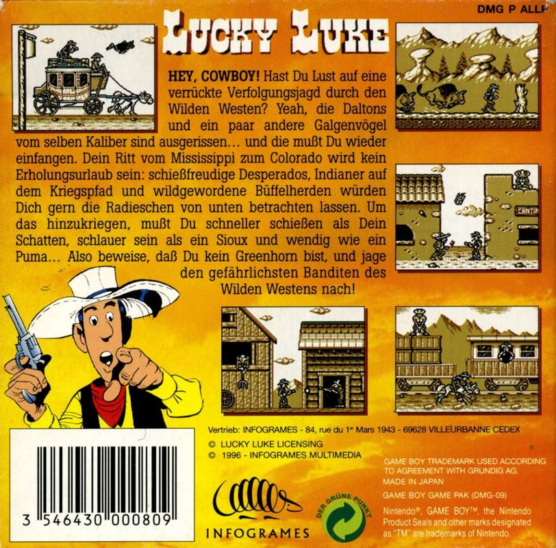 Back Cover for Lucky Luke (Game Boy)