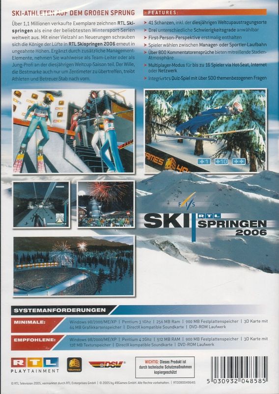 Back Cover for RTL Skijumping 2006 (Windows)
