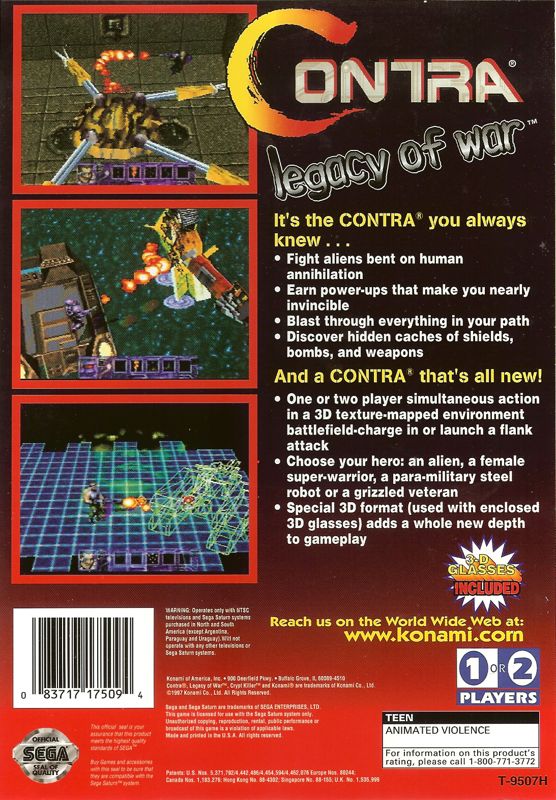 Back Cover for Contra: Legacy of War (SEGA Saturn)