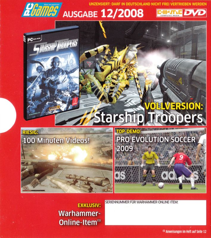Front Cover for Starship Troopers (Windows) (PC Games 12/2008 covermount)