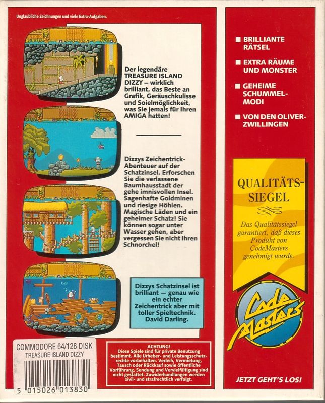 Back Cover for Treasure Island Dizzy (Commodore 64)