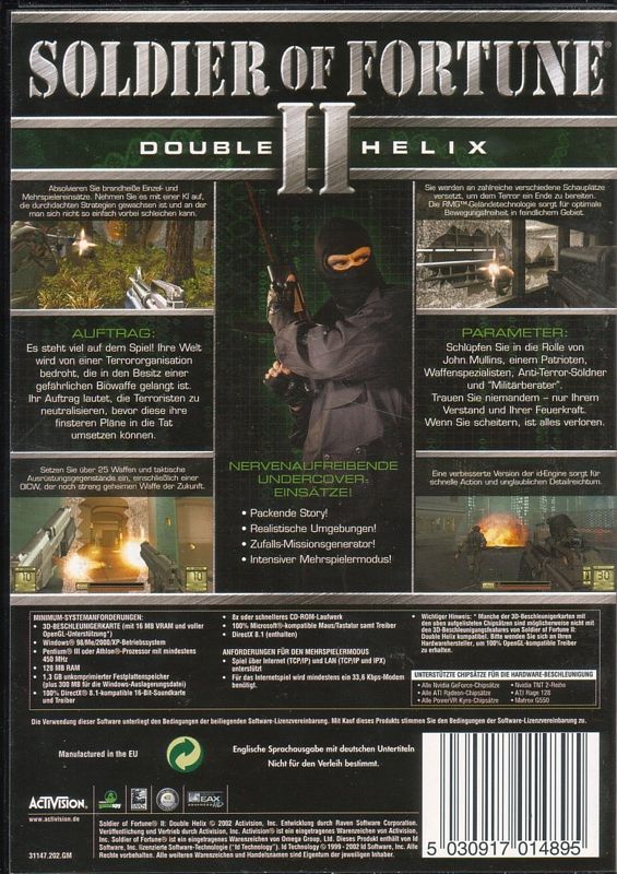 Back Cover for Soldier of Fortune II: Double Helix (Windows)