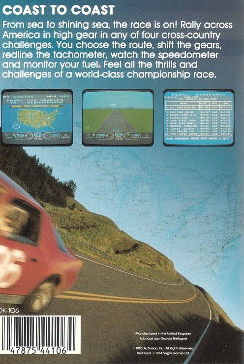 Back Cover for The Great American Cross-Country Road Race (Commodore 64)