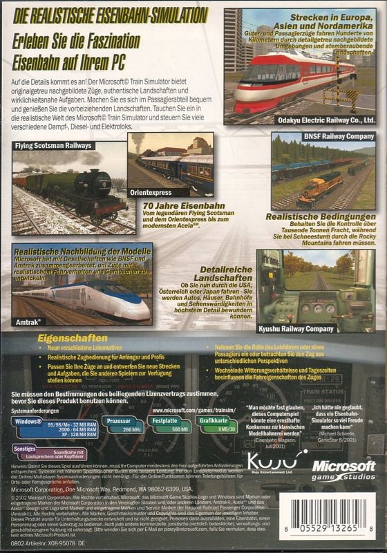 Back Cover for Microsoft Train Simulator (Windows) (Version 2.0)