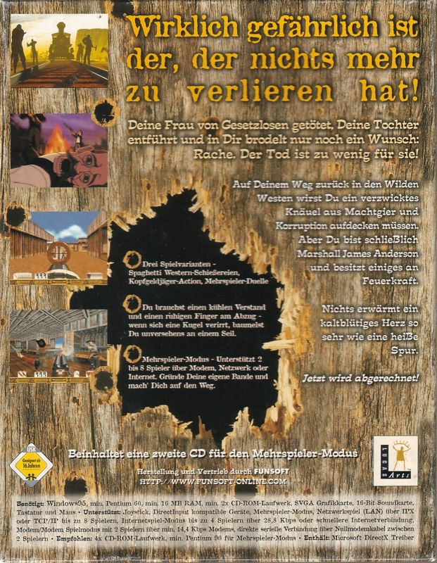 Back Cover for Outlaws (Windows) (1st German release (game in English, manual in German))