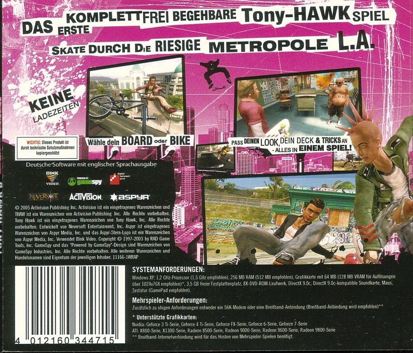Back Cover for Tony Hawk's American Wasteland (Windows) (Budget Re-Release Software Pyramide)