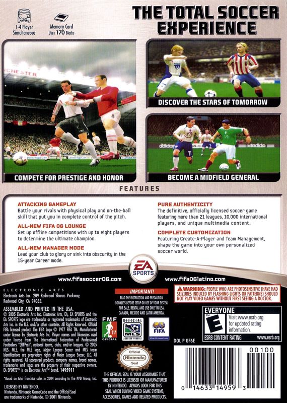 Back Cover for FIFA Soccer 06 (GameCube)