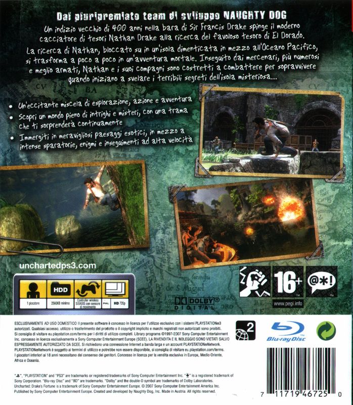 Uncharted: Drake's Fortune cover or packaging material - MobyGames