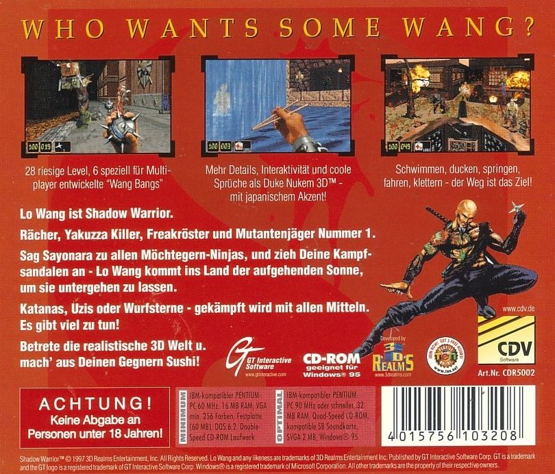Back Cover for Shadow Warrior (DOS) (Shareware version)