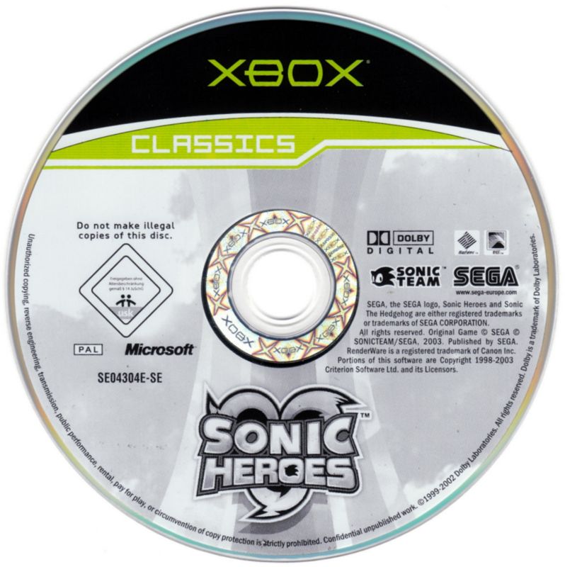 Media for Sonic Heroes (Xbox) (Classics release)