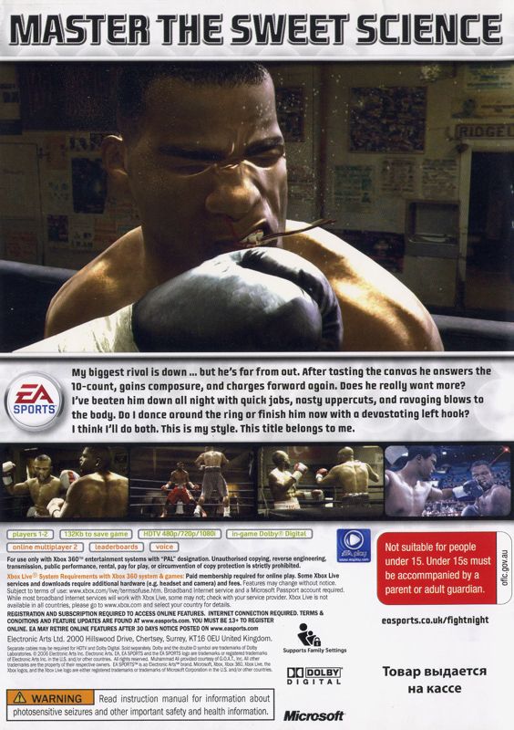Back Cover for Fight Night Round 3 (Xbox 360)