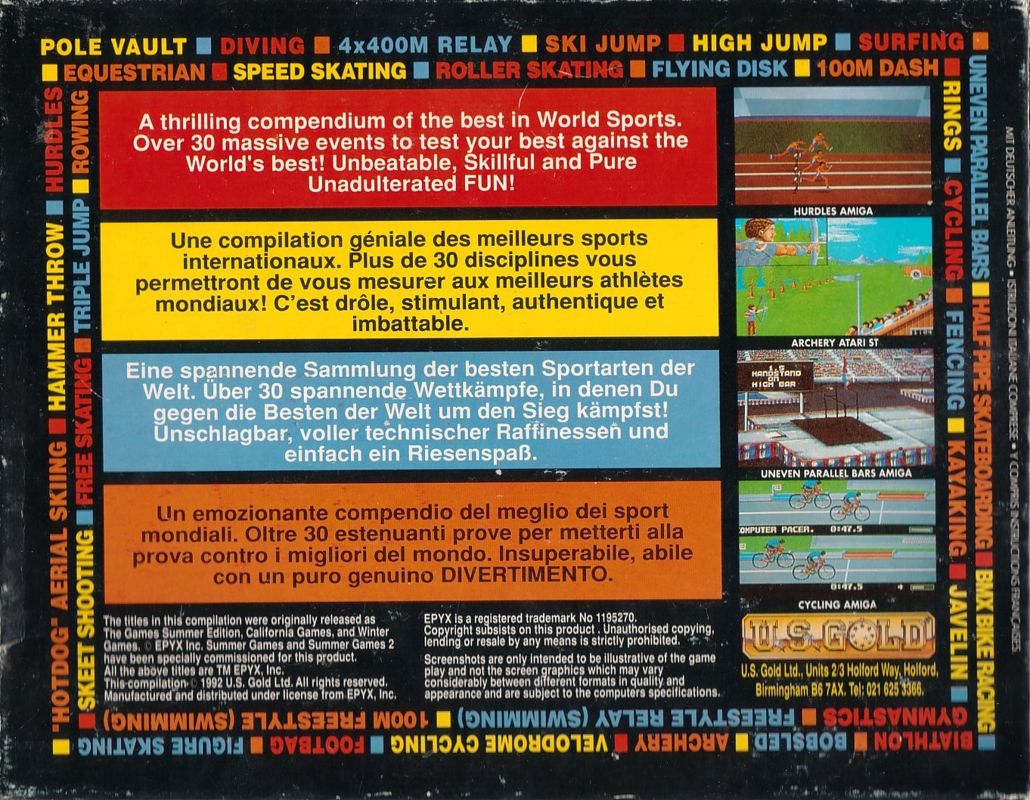 Back Cover for Mega Sports (Commodore 64)