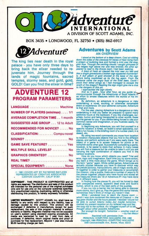 Back Cover for The Golden Voyage (Apple II)