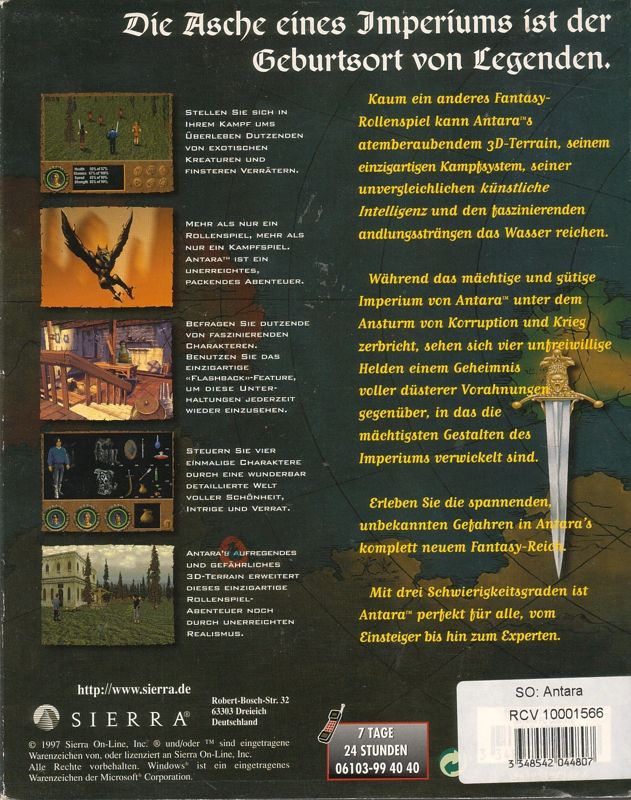 Back Cover for Betrayal in Antara (Windows and Windows 16-bit)