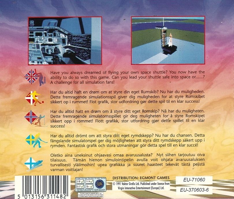 Back Cover for Shuttle: The Space Flight Simulator (DOS) (Budget Release Hit Squad Euro Power Pack)