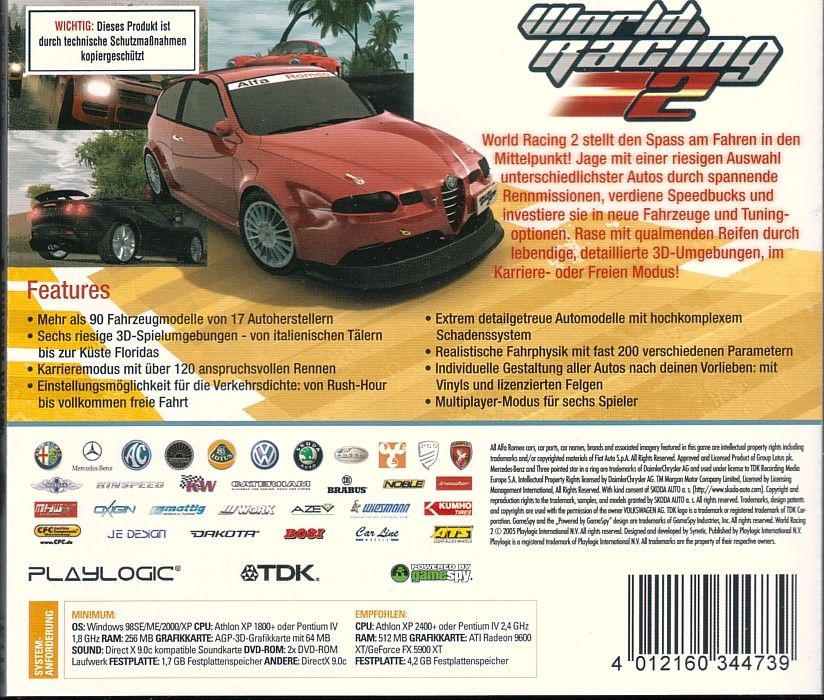 Back Cover for World Racing 2 (Windows) (Software Pyramide release)