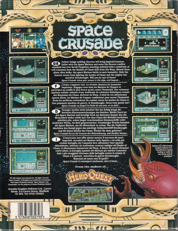 Back Cover for Space Crusade (Amiga)