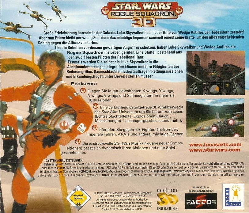 Back Cover for Star Wars: Rogue Squadron 3D (Windows) (Re-release)