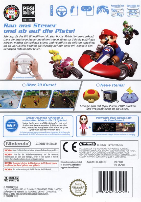 Other for Mario Kart Wii (Wii) (Bundled with Wii Wheel): Keep Case - Back