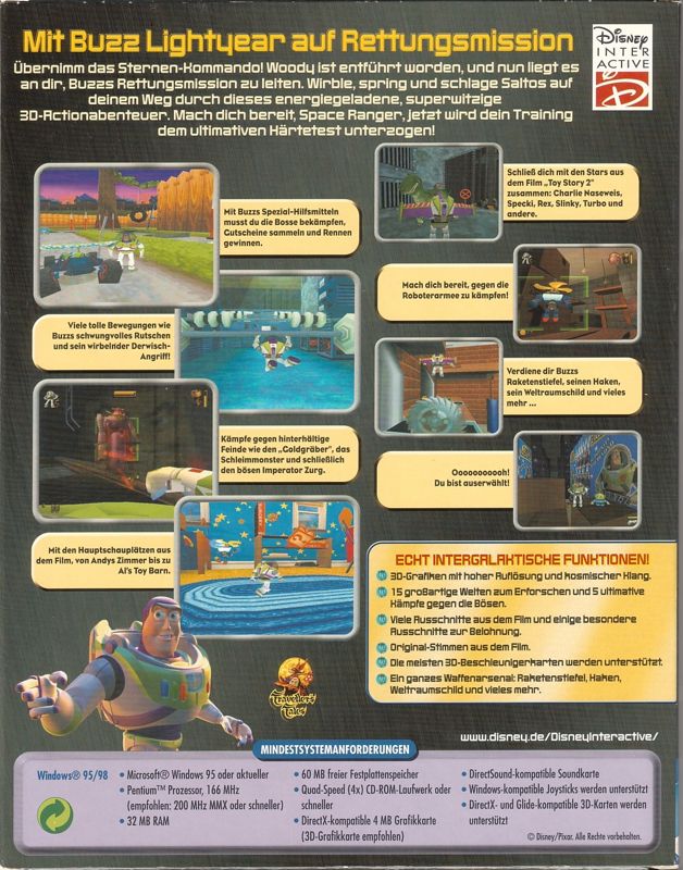 Back Cover for Disney•Pixar Toy Story 2: Buzz Lightyear to the Rescue! (Windows)