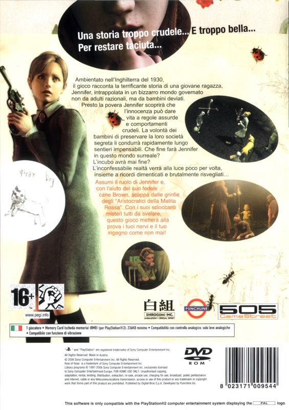 Back Cover for Rule of Rose (PlayStation 2)