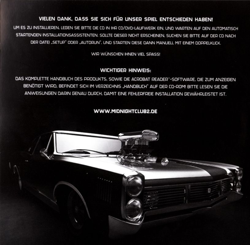 Inside Cover for Midnight Club II (Windows) (Software Pyramide release)