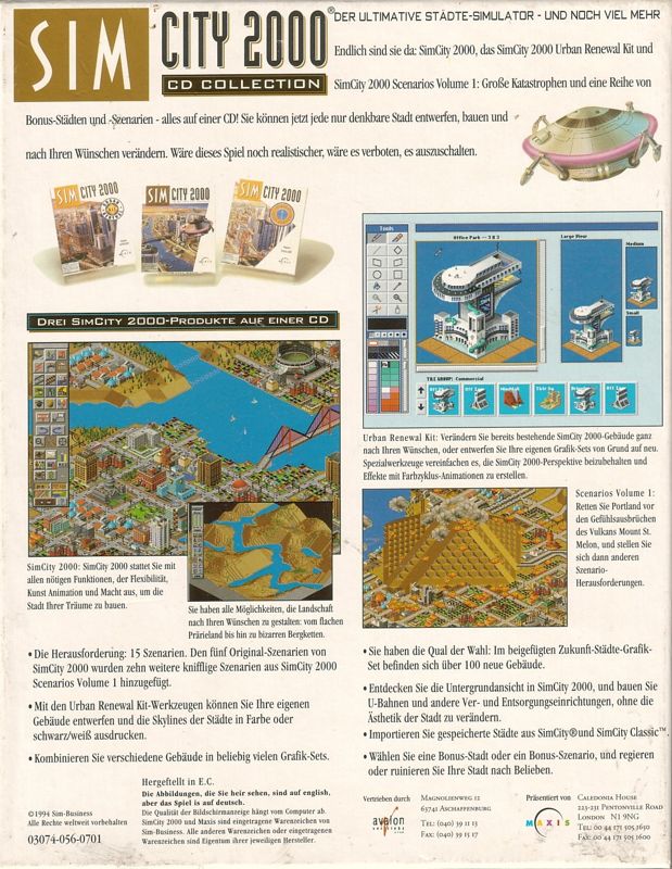 Back Cover for SimCity 2000: CD Collection (Windows 3.x)
