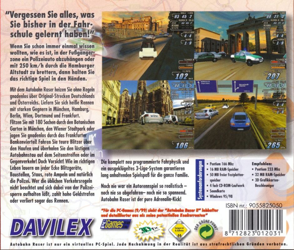 Other for Autobahn Raser II (Windows): Jewel Case - Back