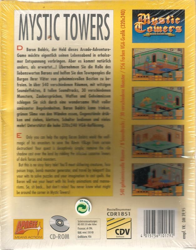 Back Cover for Mystic Towers (DOS) (Smile Edition release)