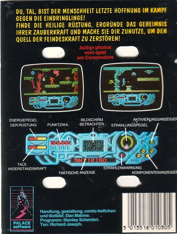 Back Cover for Rad Warrior (Commodore 64 and ZX Spectrum)