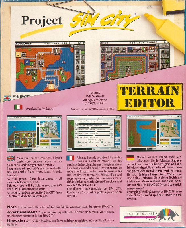 Back Cover for Sim City: Terrain Editor (DOS)