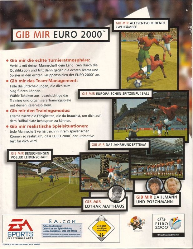 Back Cover for UEFA Euro 2000 (Windows)